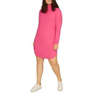 Sanctuary Ribbed Long Sleeve Lightweight Bodycon Pink Dress Plus Size Spring NWT